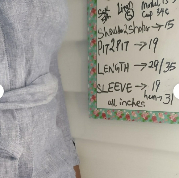 PURE LINEN 2pocket Button Front Belted HighLow Dress S - Picture 3 of 5